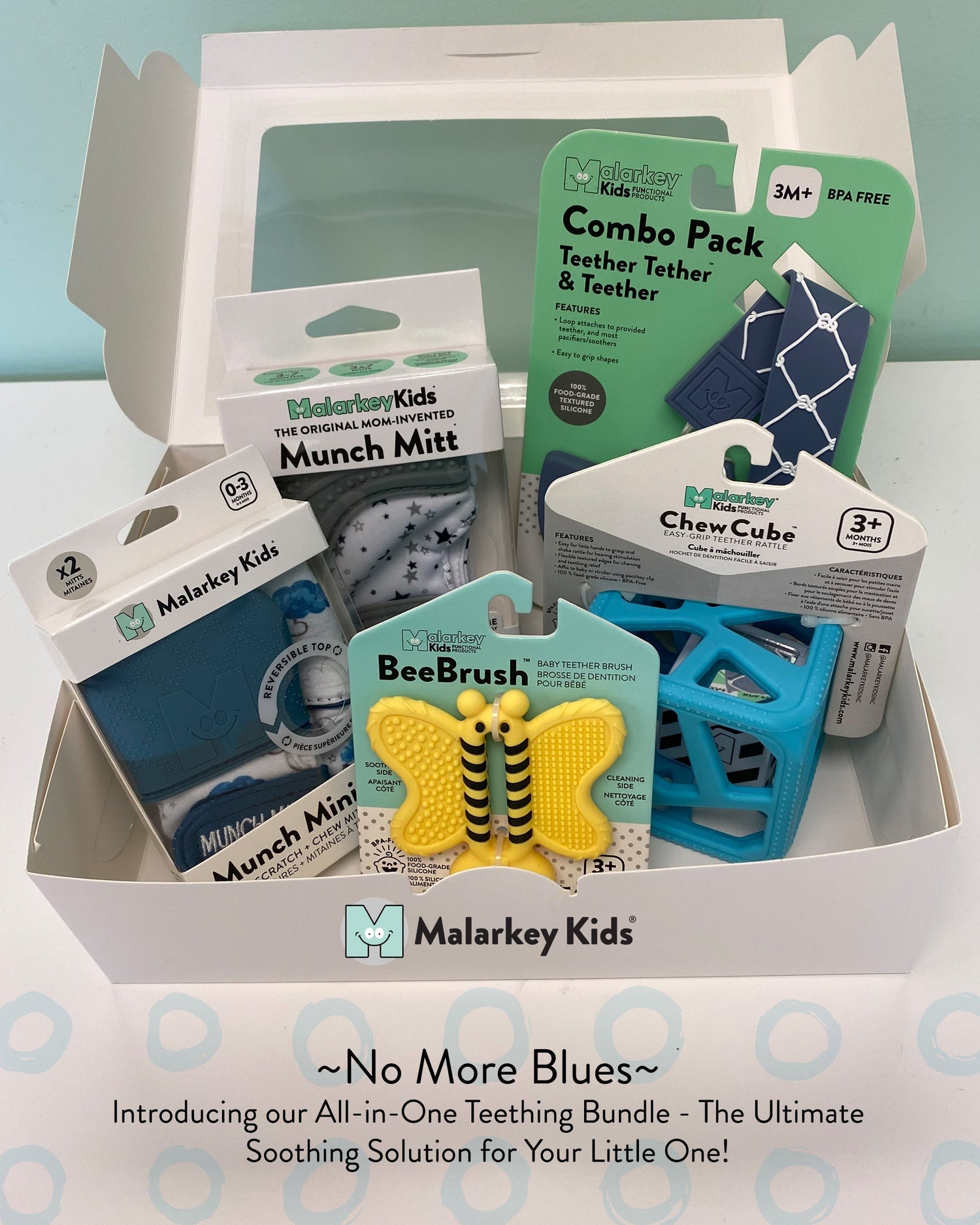 Mitaine de dentition MALARKEY KIDS Turquoise motif bateaux